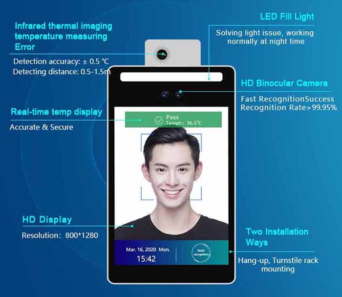 F2-H Face Recognition Infrared Temperature Measuring Device